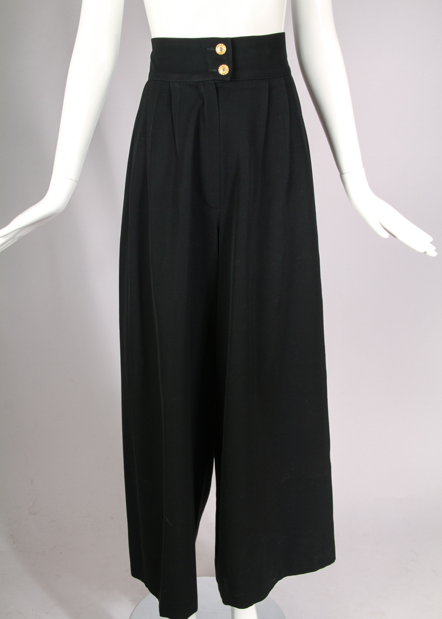 Vintage Chanel Jacket and Pants Ensemble with Logo Button Design