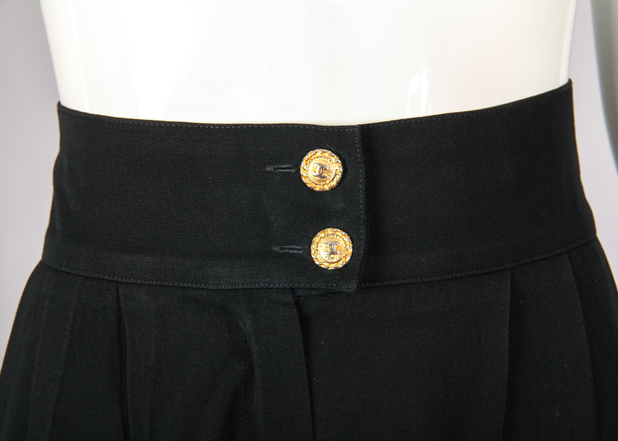 Vintage Chanel Jacket and Pants Ensemble with Logo Button Design
