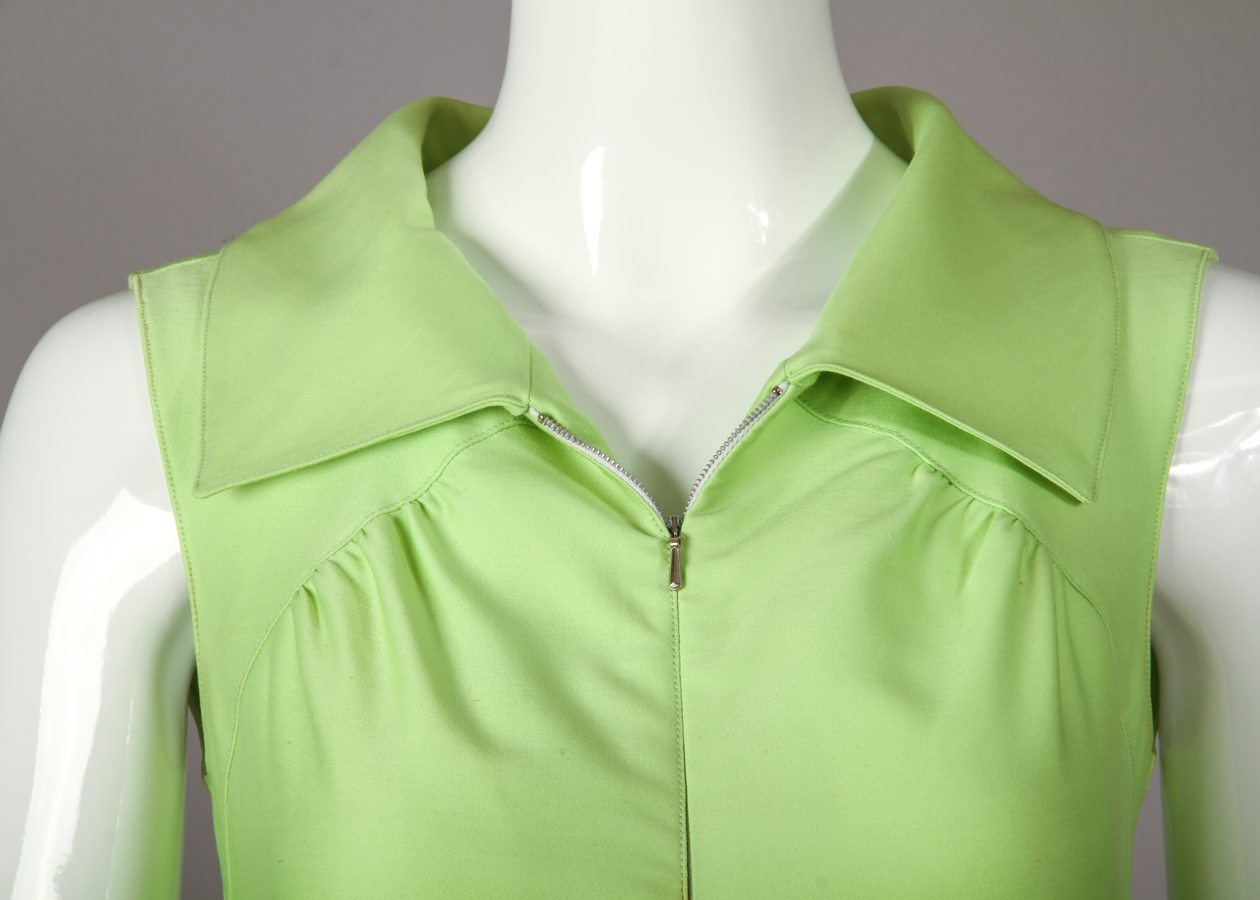 Vintage Courreges Green Sleeveless Belted Day Dress