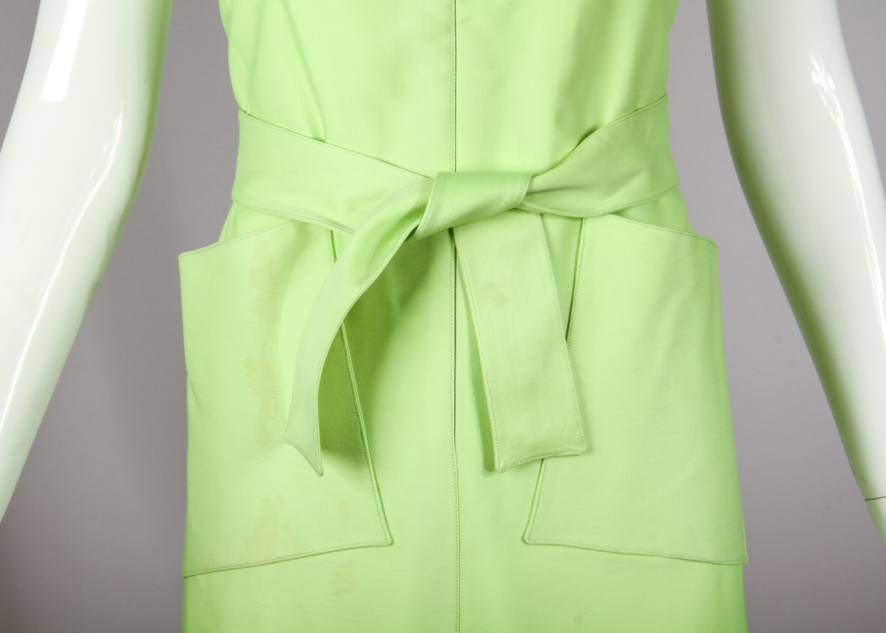 Vintage Courreges Green Sleeveless Belted Day Dress