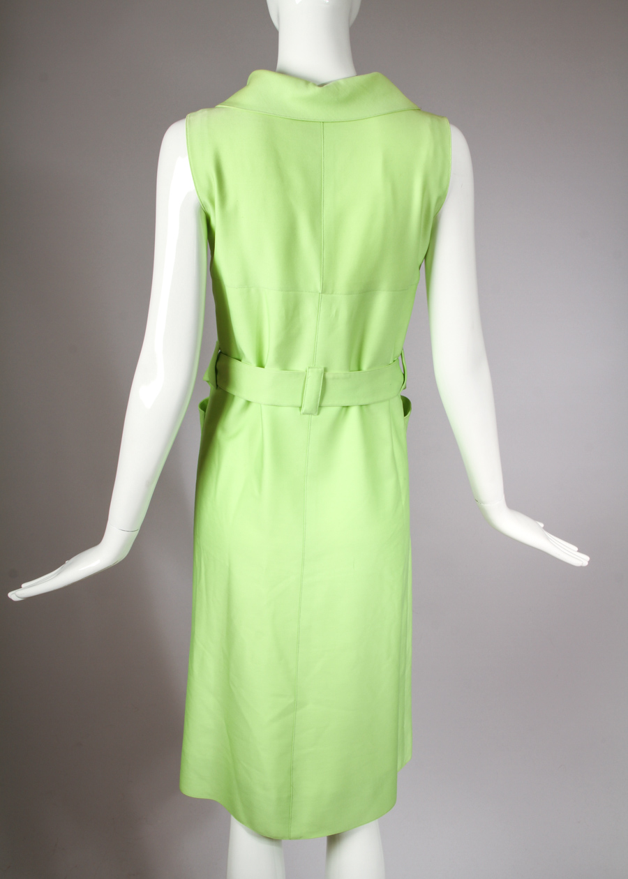 Vintage Courreges Green Sleeveless Belted Day Dress