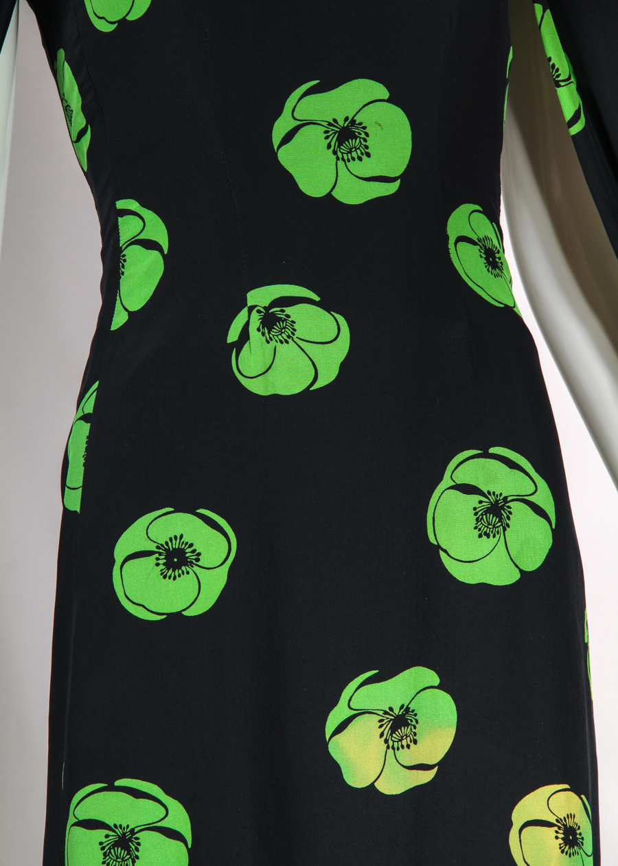 Vintage Sleeveless Floral Print Maxi Dress with Matching Scarf