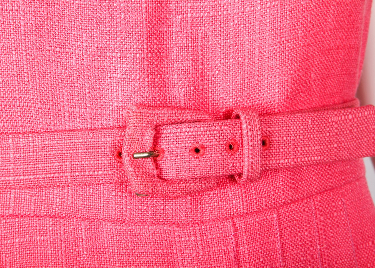 Vintage Carolina Herrera Tailored Pink Linen Day Dress