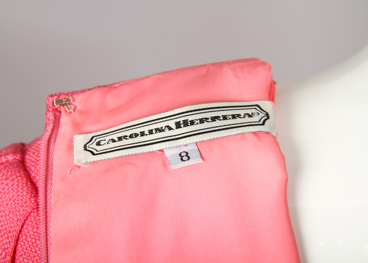 Vintage Carolina Herrera Tailored Pink Linen Day Dress