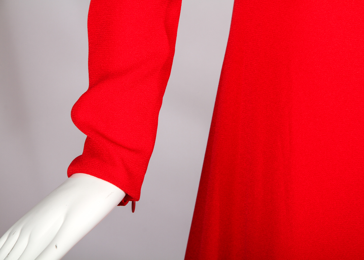 Vintage 1990s Carolina Herrera Red Floor Length Evening Gown