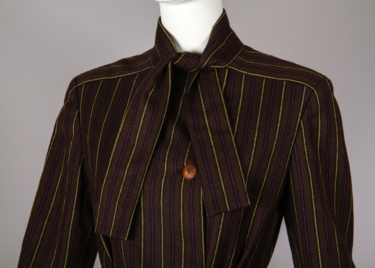 Vintage 1960s Pauline Trigere Belted Wool Jacket with Neck Ties