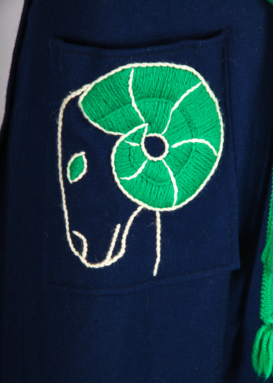 Vintage Novelty Zodiac Aries Wool Wrap Skirt with Appliqued Ram