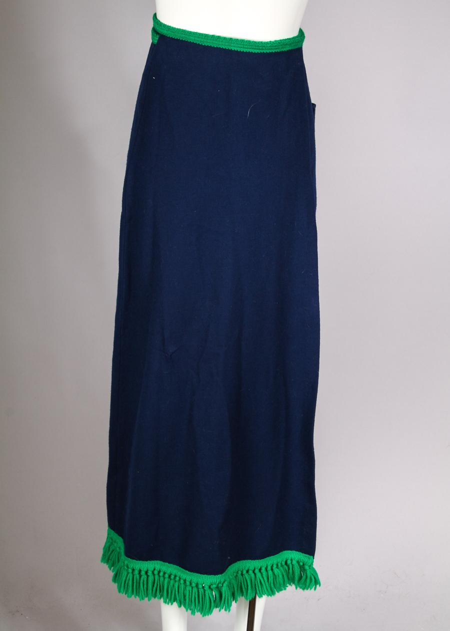 Vintage Novelty Zodiac Aries Wool Wrap Skirt with Appliqued Ram