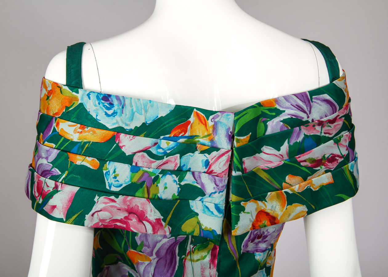 Vintage Arnold Scaasi Floral Silk Garden Party Cocktail Dress