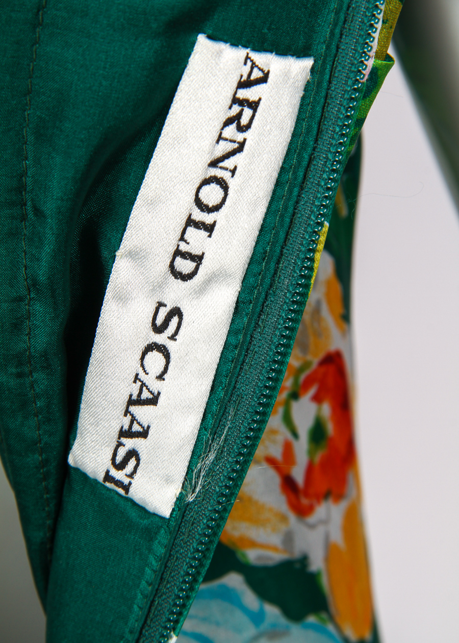 Vintage Arnold Scaasi Floral Silk Garden Party Cocktail Dress