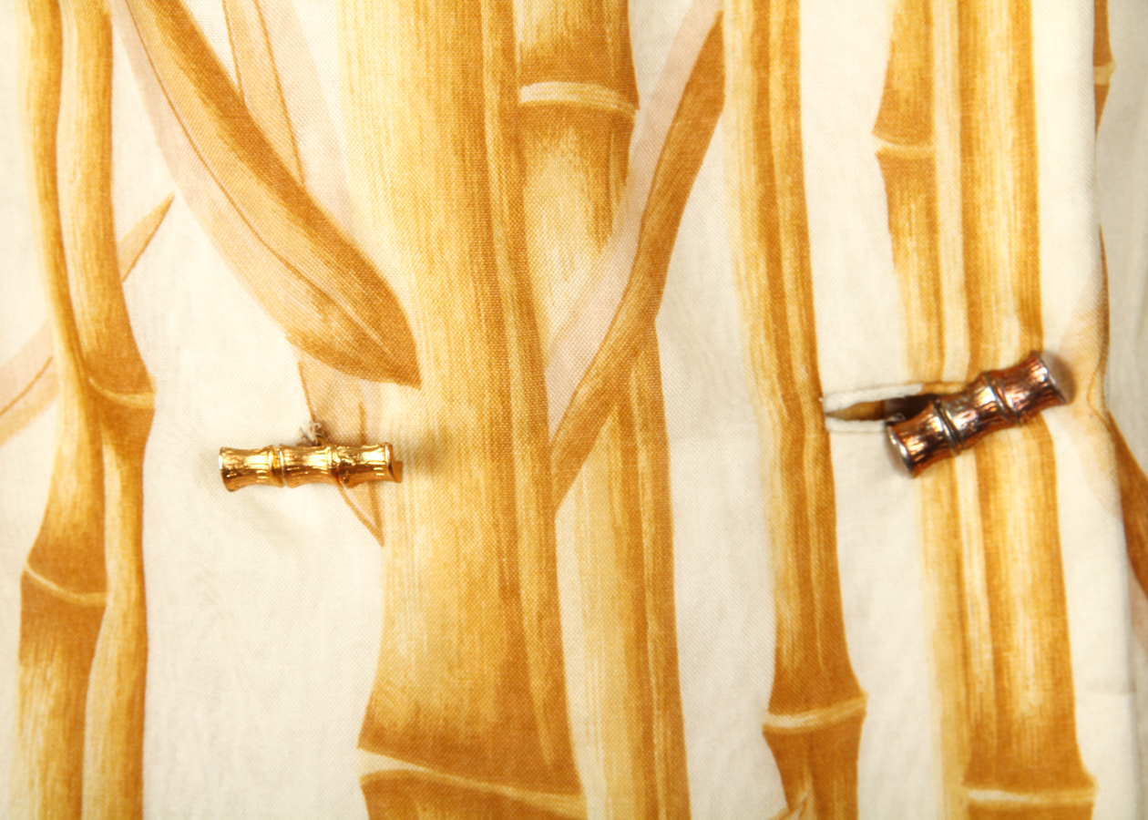 1970s Bill Blass Bamboo Print Double Breasted Coat Jacket