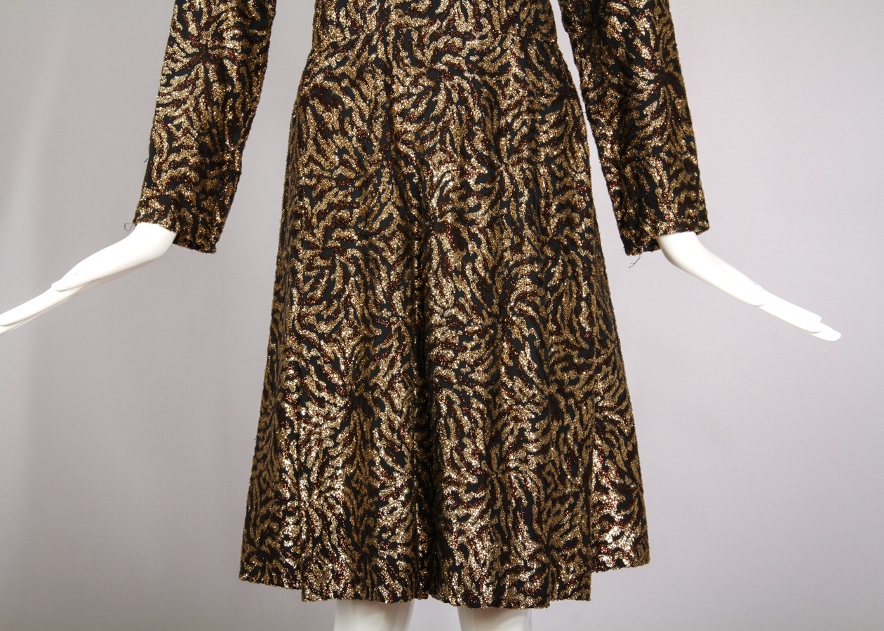 1970s Lillie Rubin Black & Gold Cocktail Dress