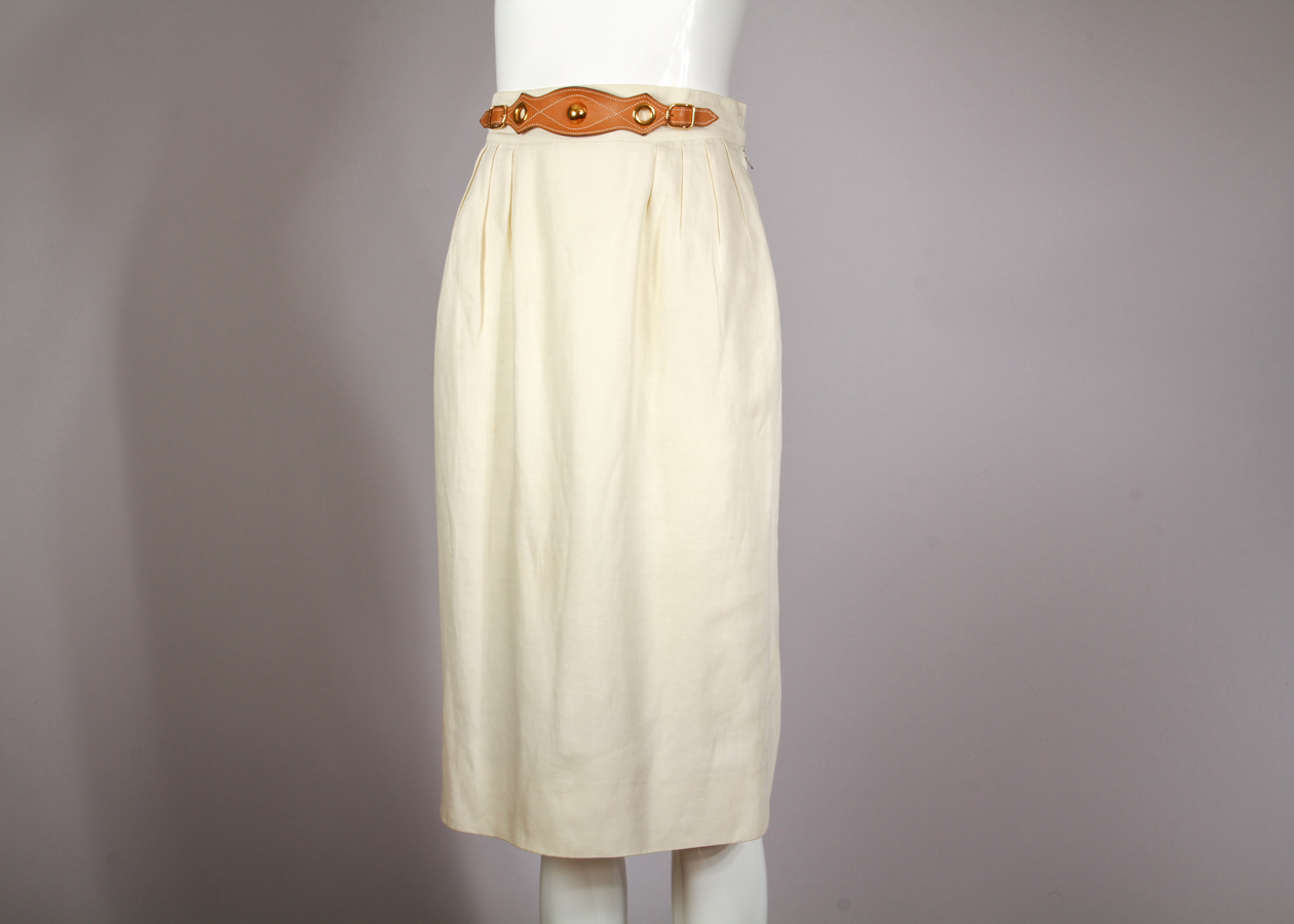 Vintage Hermès Paris Linen Pencil Skirt