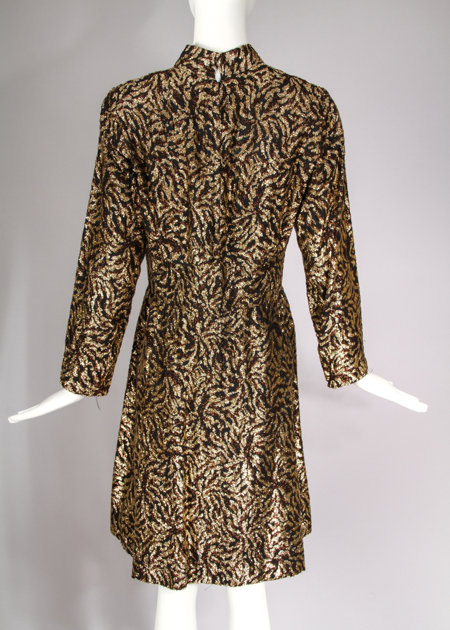 1970s Lillie Rubin Black & Gold Cocktail Dress