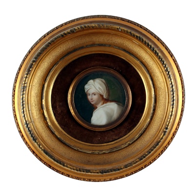 Leopold Galli 19th Century Miniature of Beatrice Cenci Leopold Galli 19th Century Miniature of Beatrice Cenci