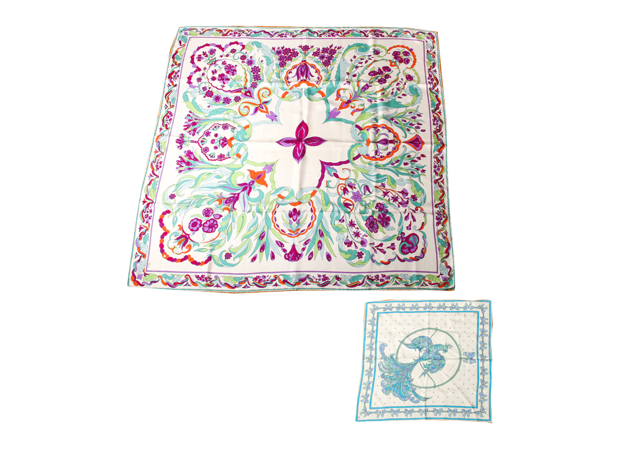 Pair of Vintage Emilio Pucci Printed Silk Scarves