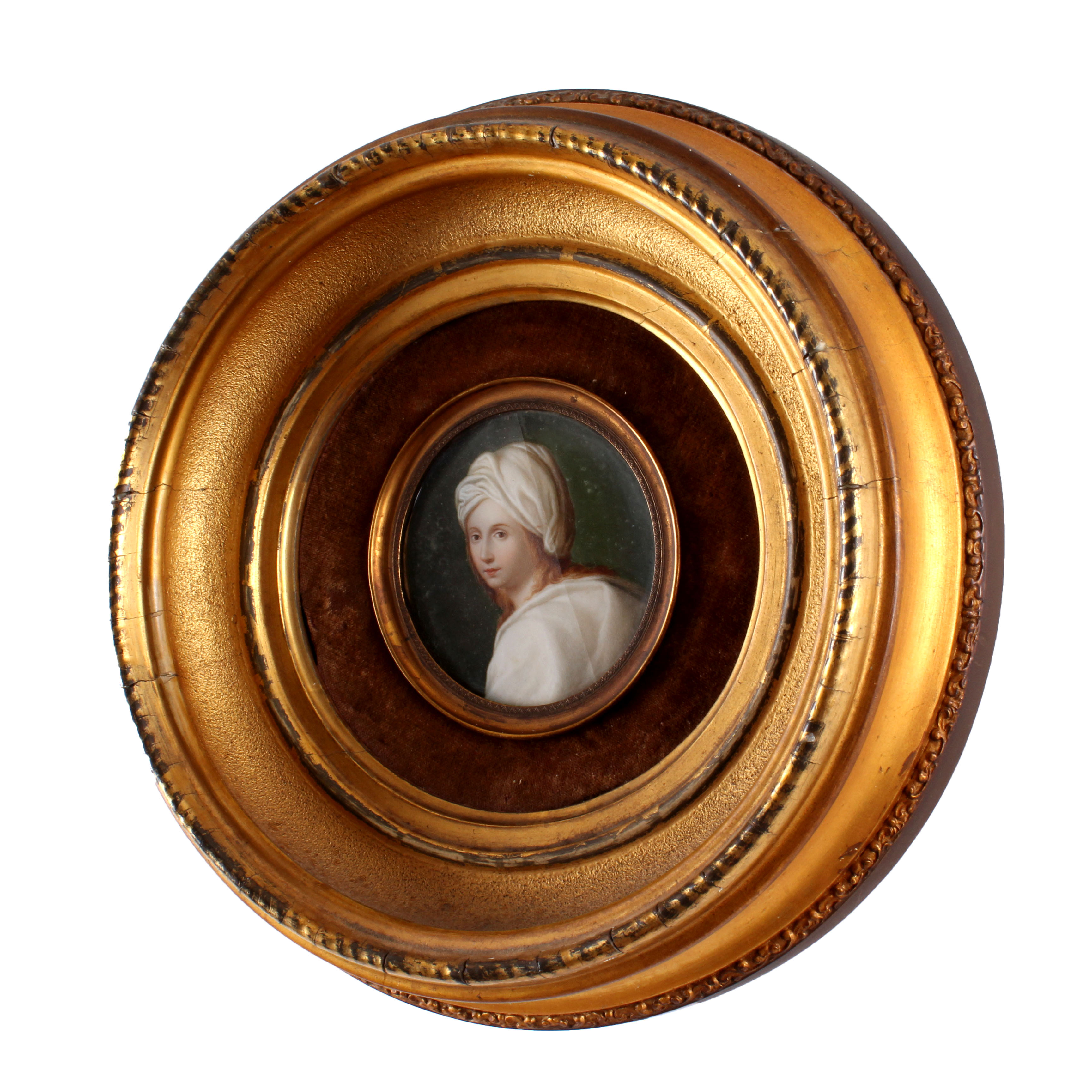Leopold Galli 19th Century Miniature of Beatrice Cenci