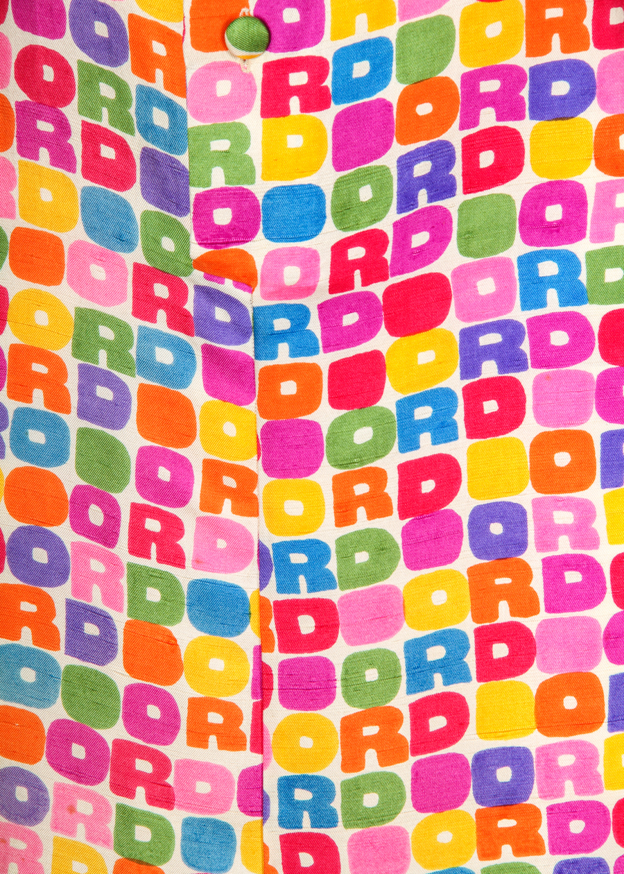 Vintage 1970's Christian Dior Paris Logo Print Silk Day Dress