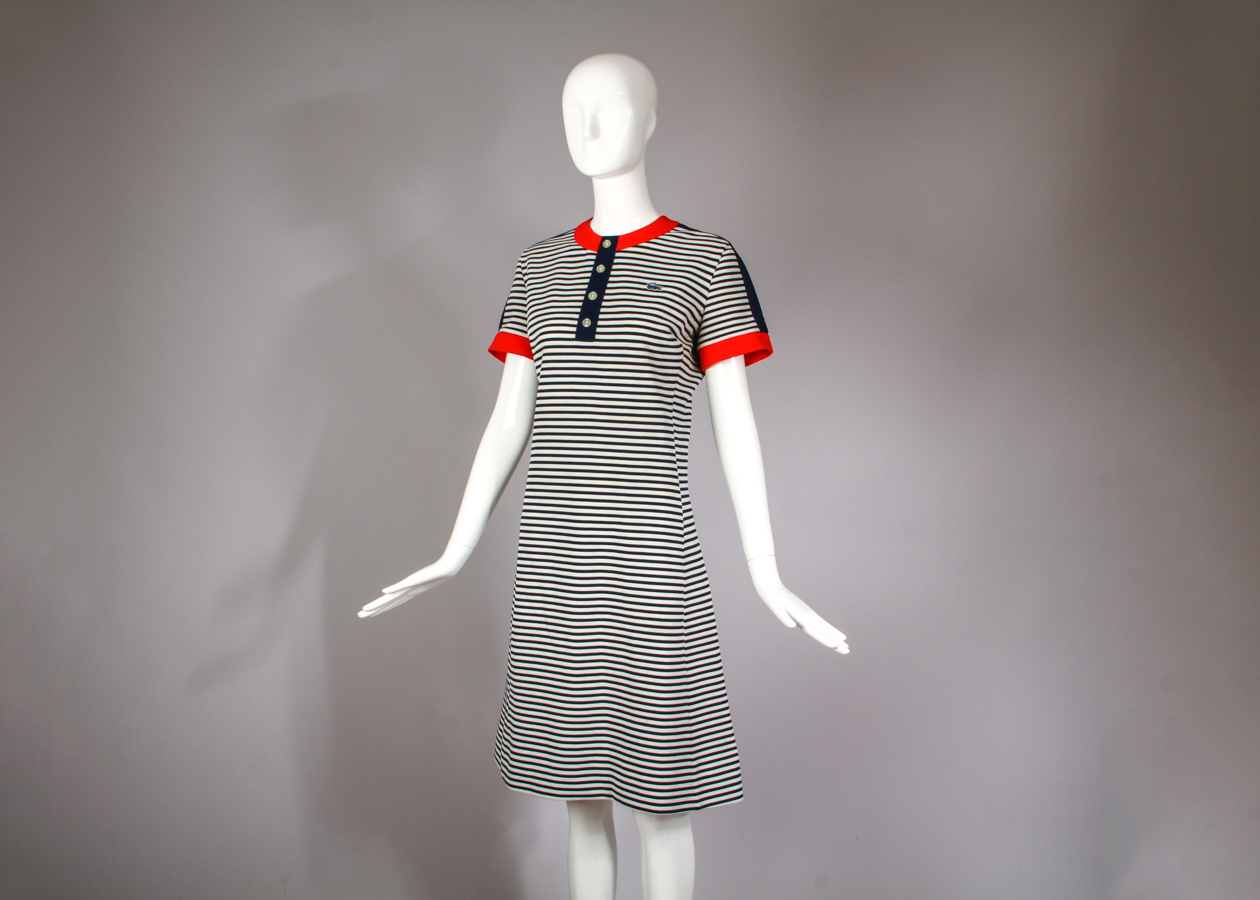 1970s Vintage Lacoste Striped Chemise Scooter Day Dress