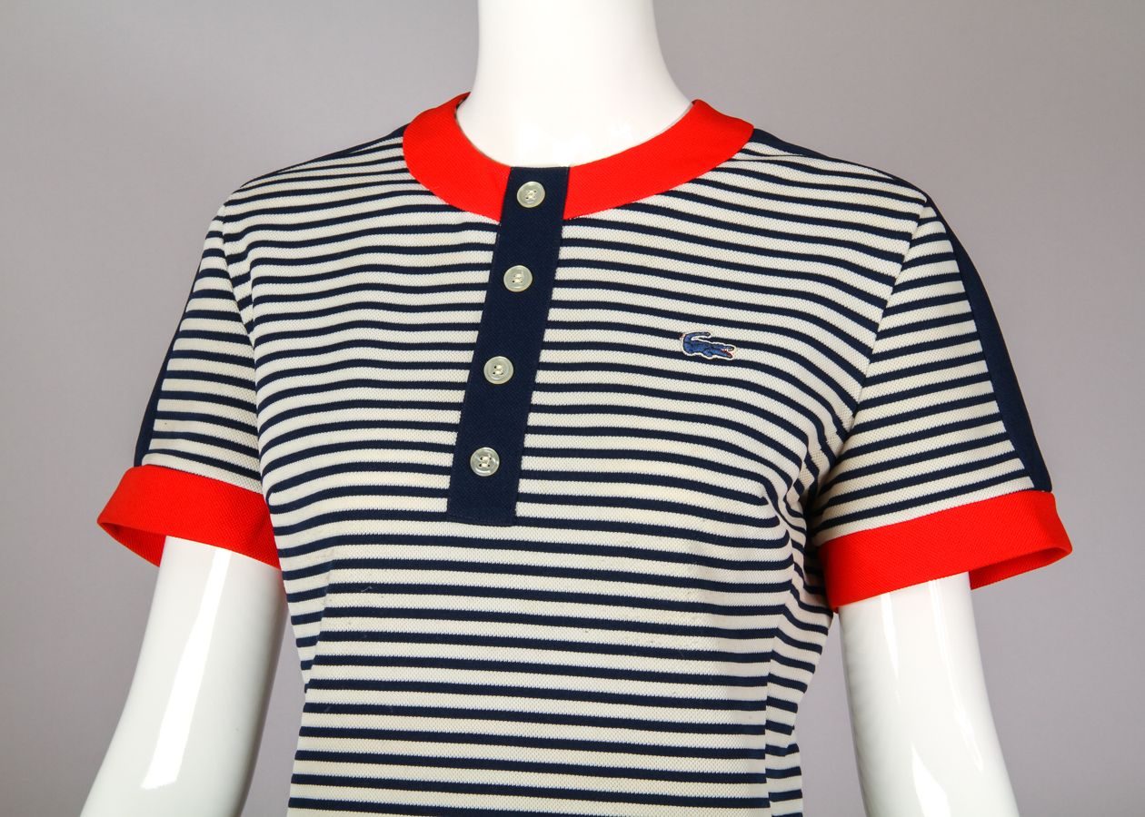 1970s Vintage Lacoste Striped Chemise Scooter Day Dress
