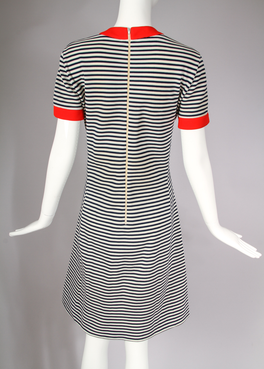 1970s Vintage Lacoste Striped Chemise Scooter Day Dress