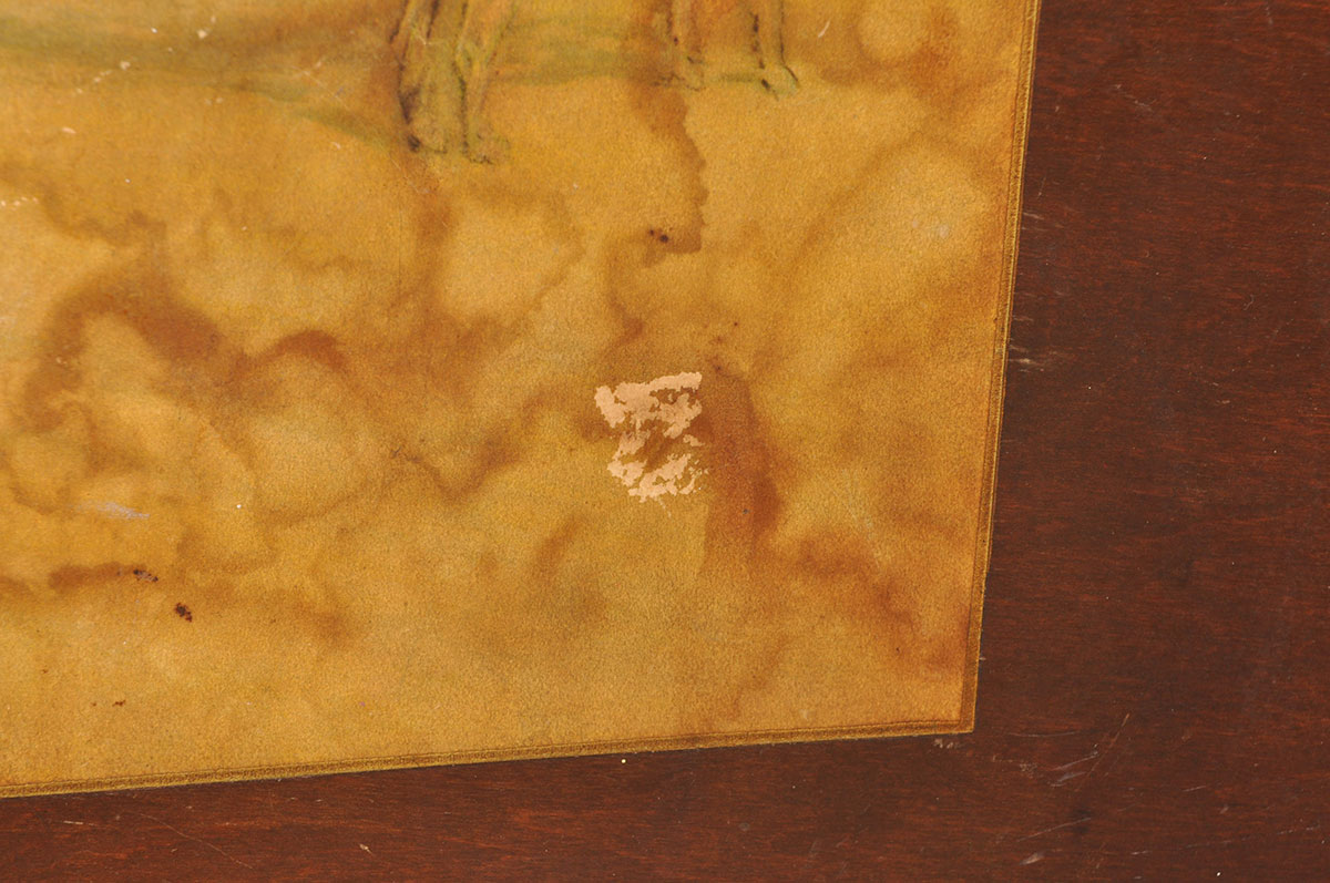 Vintage Wooden Folding Card Table with Equestrian Scene