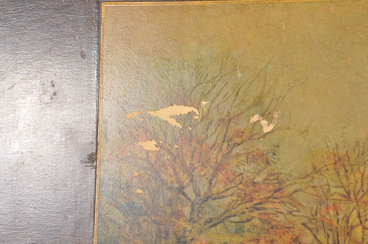 Vintage Wooden Folding Card Table with Equestrian Scene