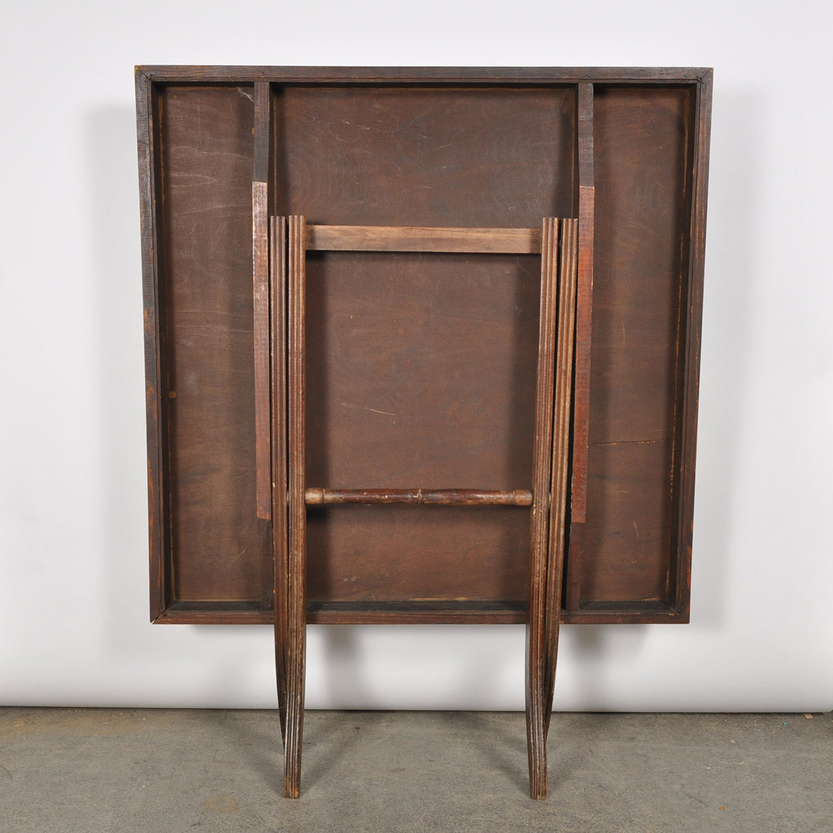 Vintage Wooden Folding Card Table with Equestrian Scene