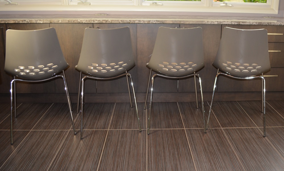 Six Italian Calligaris White/Taupe "Jam" Chairs