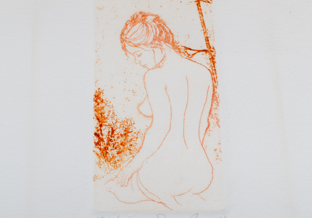 Joan Purcell Signed Etching of "Seated Nude"