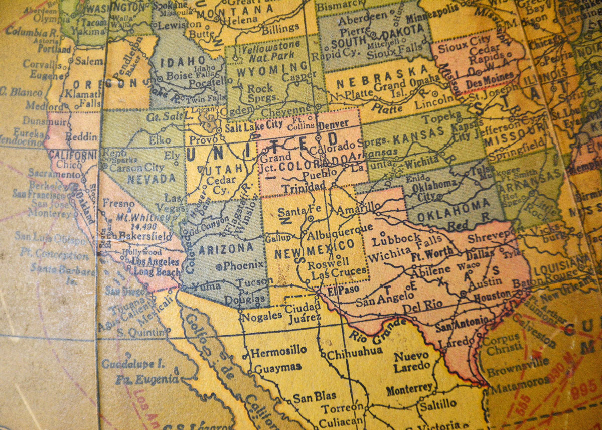 1960s Butler Illuminated Globe with Wooden Stand