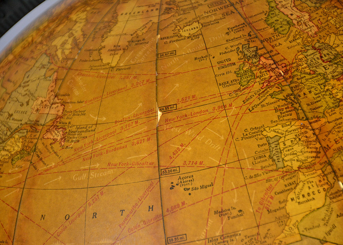 1960s Butler Illuminated Globe with Wooden Stand