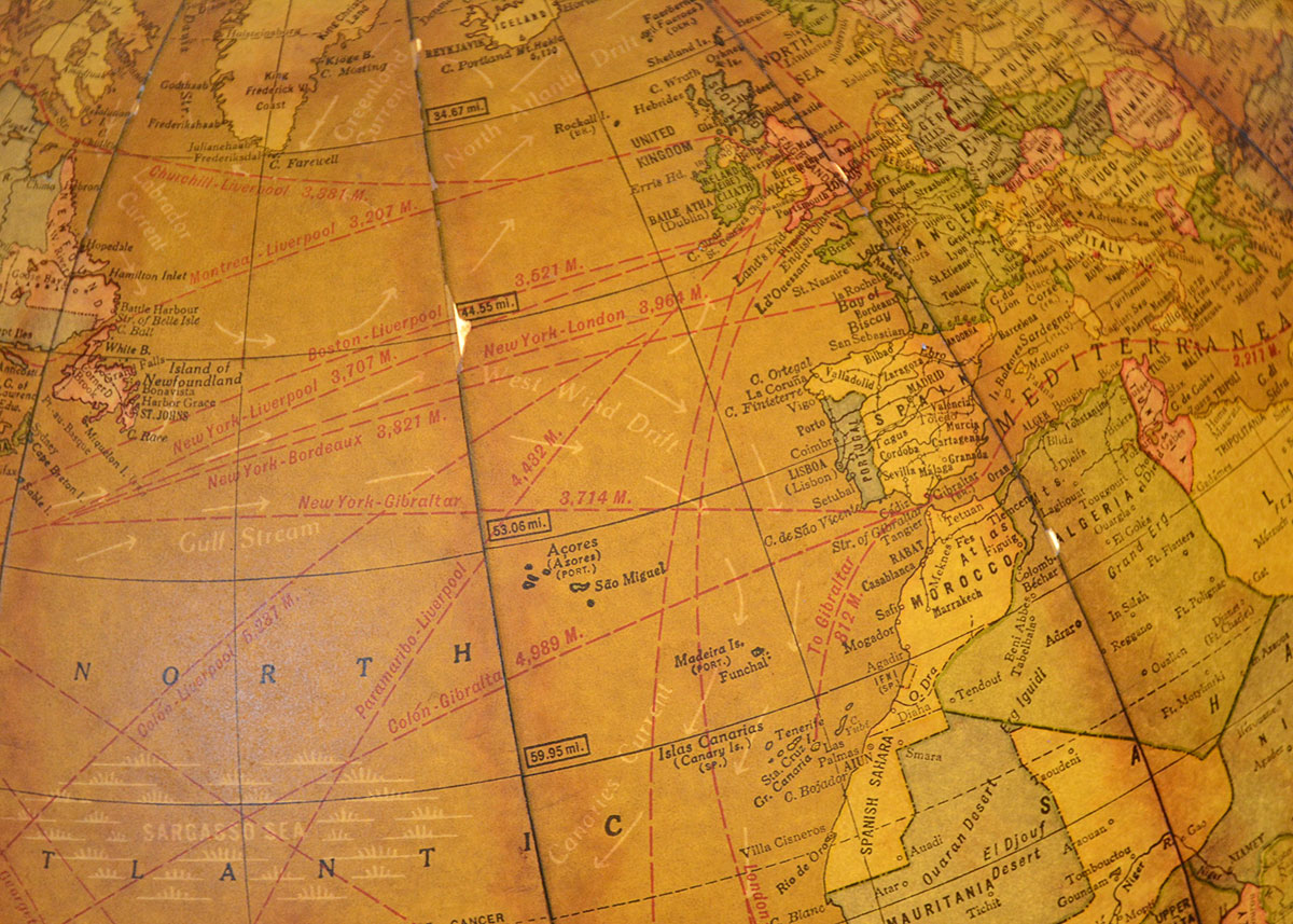 1960s Butler Illuminated Globe with Wooden Stand