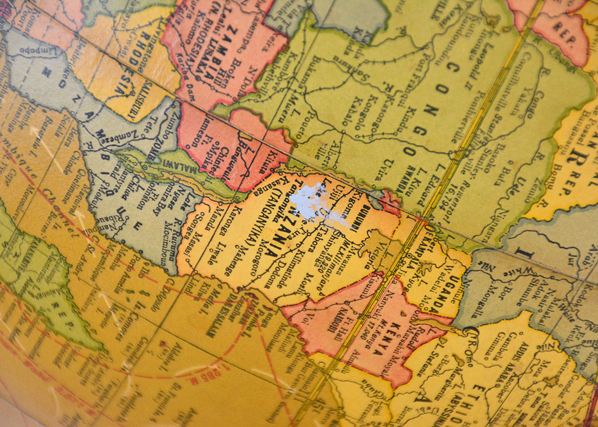 1960s Butler Illuminated Globe with Wooden Stand