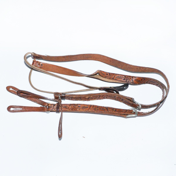 Vintage Tooled Leather Suspenders