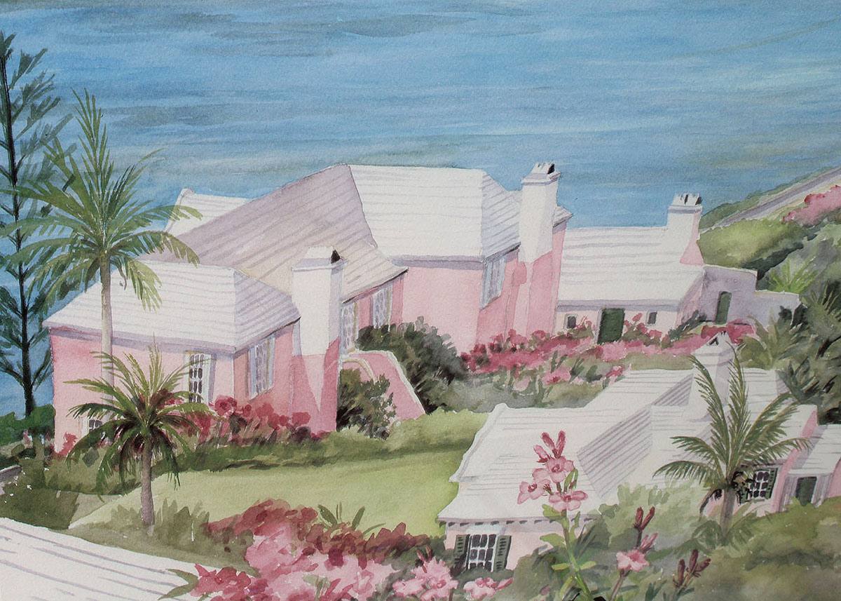 Carole Holding Signed Offset Lithograph "Hamilton Harbour from Mizzentop, Bermuda"