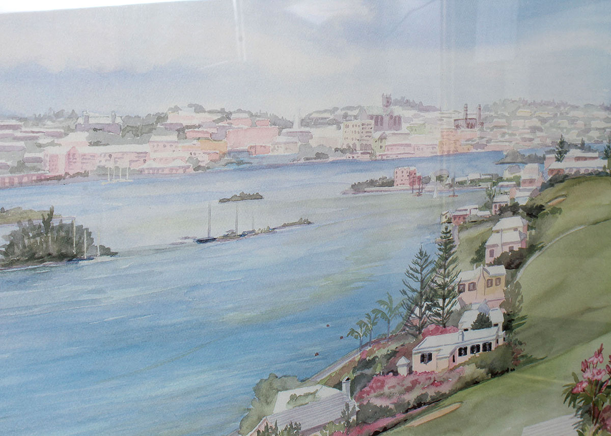 Carole Holding Signed Offset Lithograph "Hamilton Harbour from Mizzentop, Bermuda"