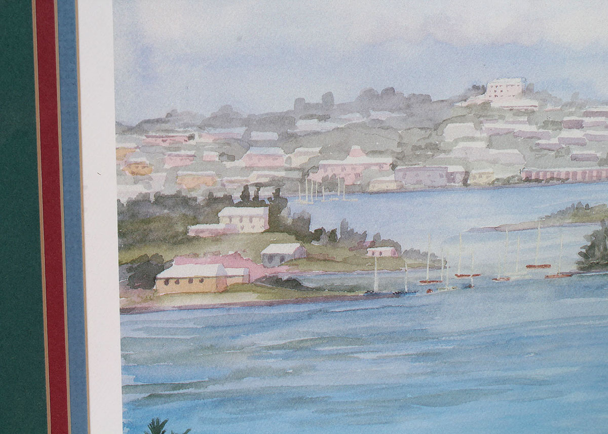 Carole Holding Signed Offset Lithograph "Hamilton Harbour from Mizzentop, Bermuda"