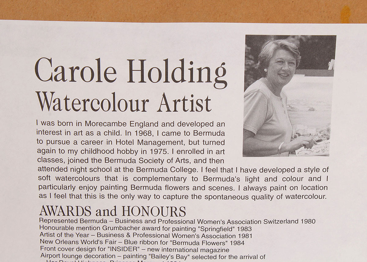 Carole Holding Signed Offset Lithograph "Hamilton Harbour from Mizzentop, Bermuda"