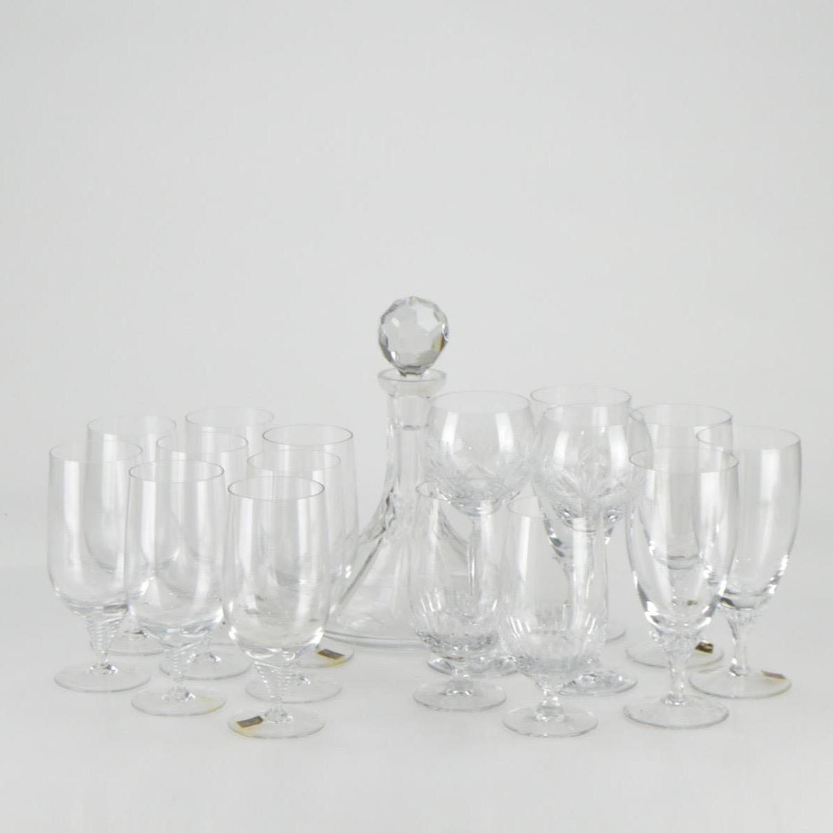 Oneida Crystal Glasses and Vintage Decanter