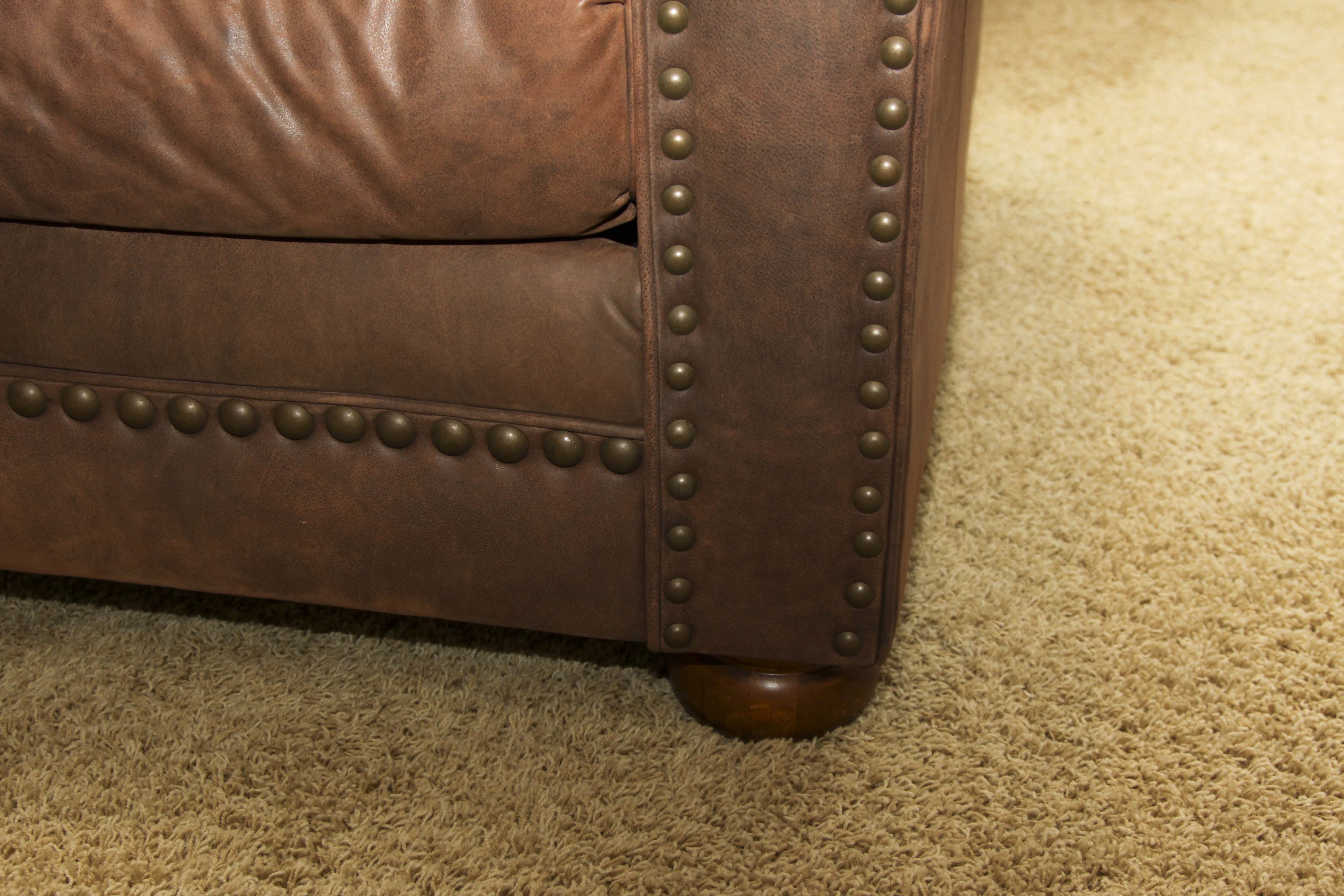 Faux Leather Sofa with Tack Trim
