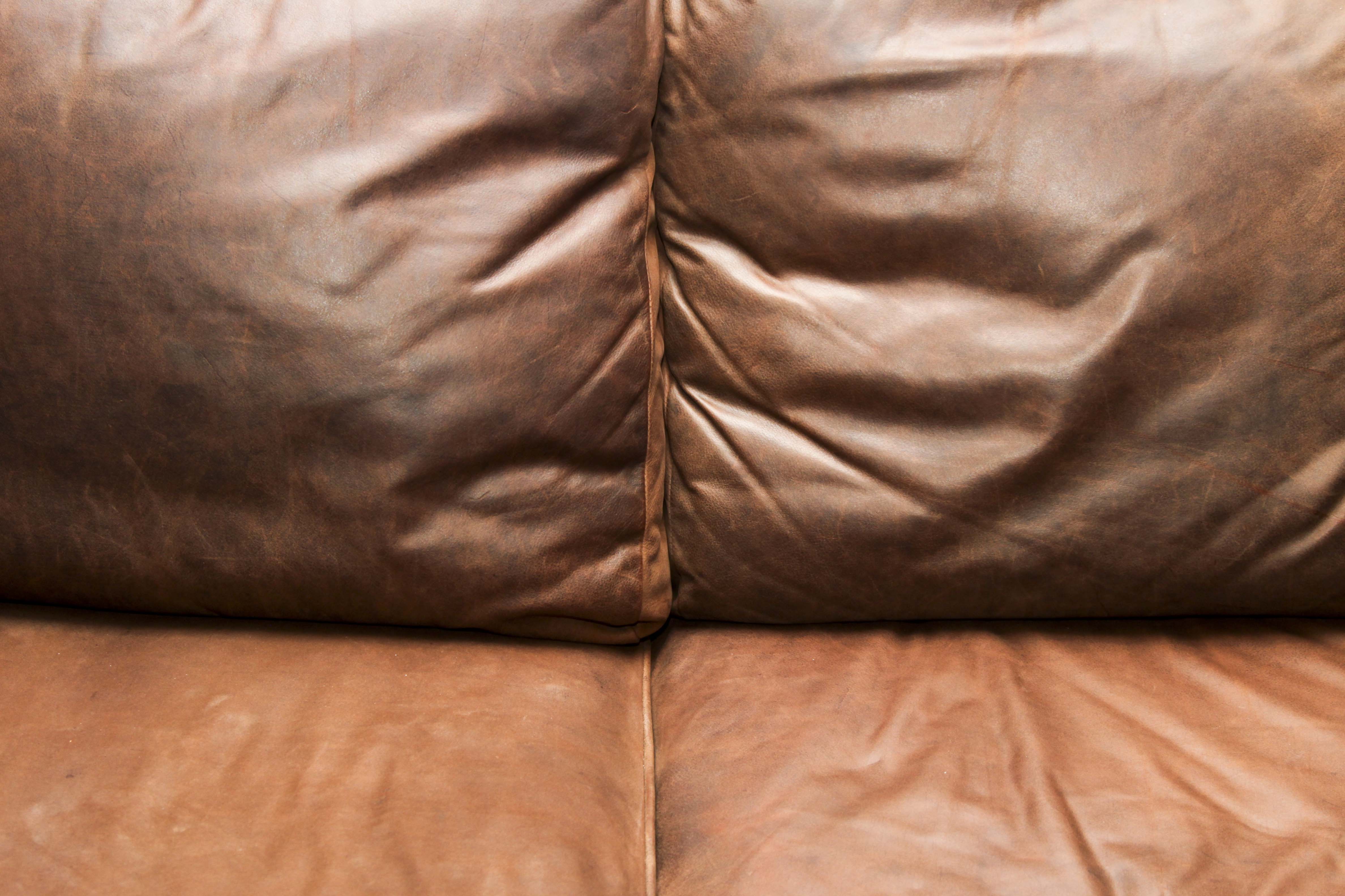 Faux Leather Sofa with Tack Trim