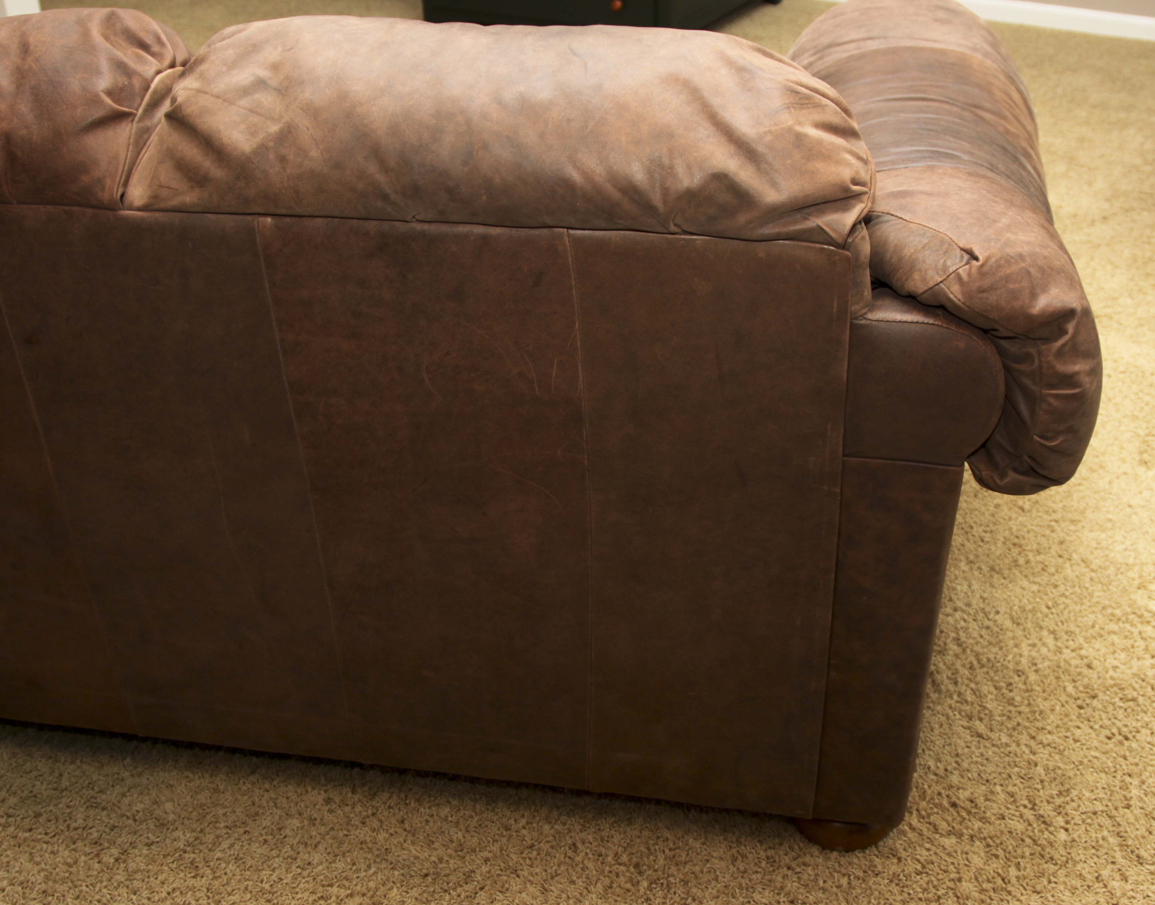 Faux Leather Sofa with Tack Trim