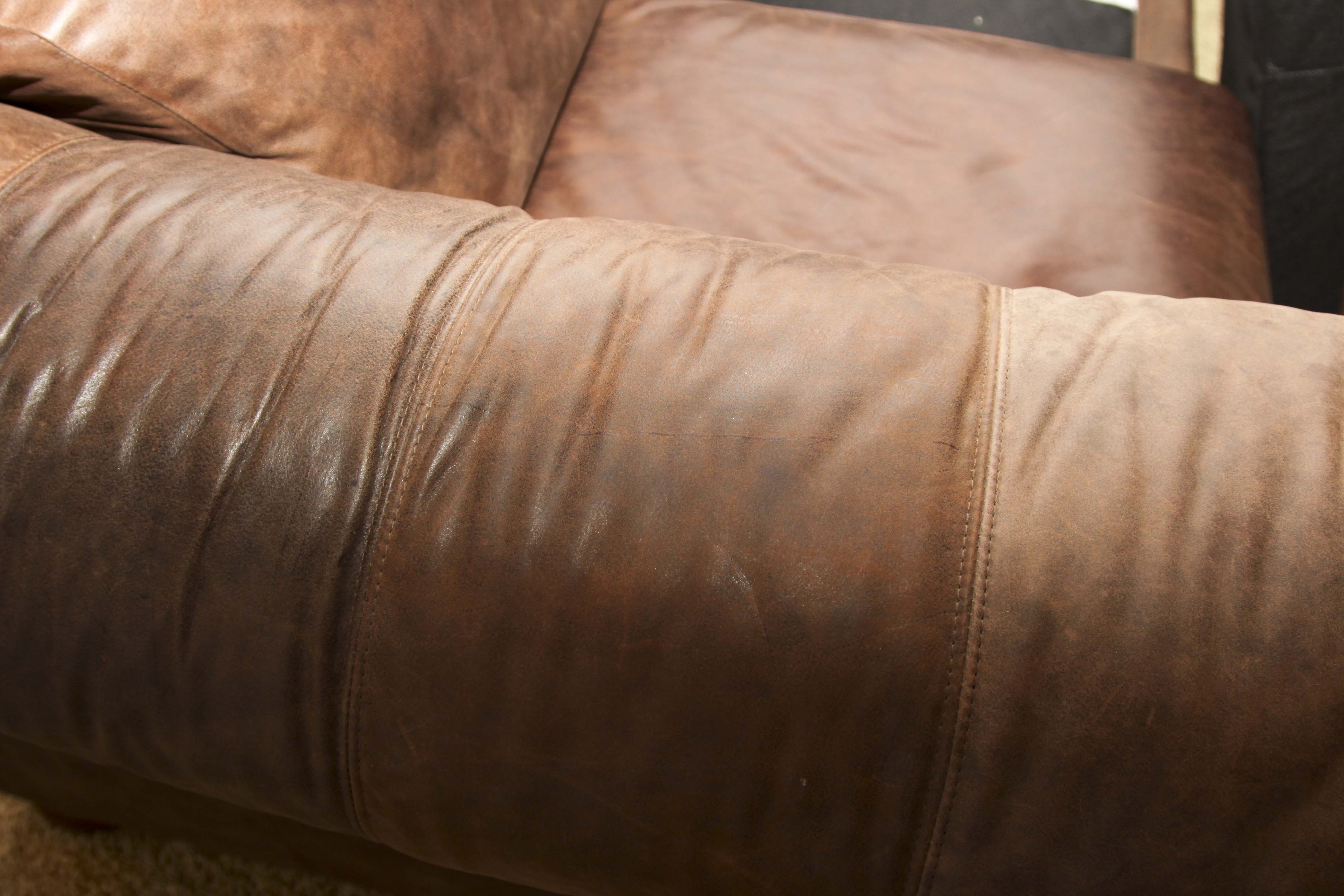 Faux Leather Sofa with Tack Trim