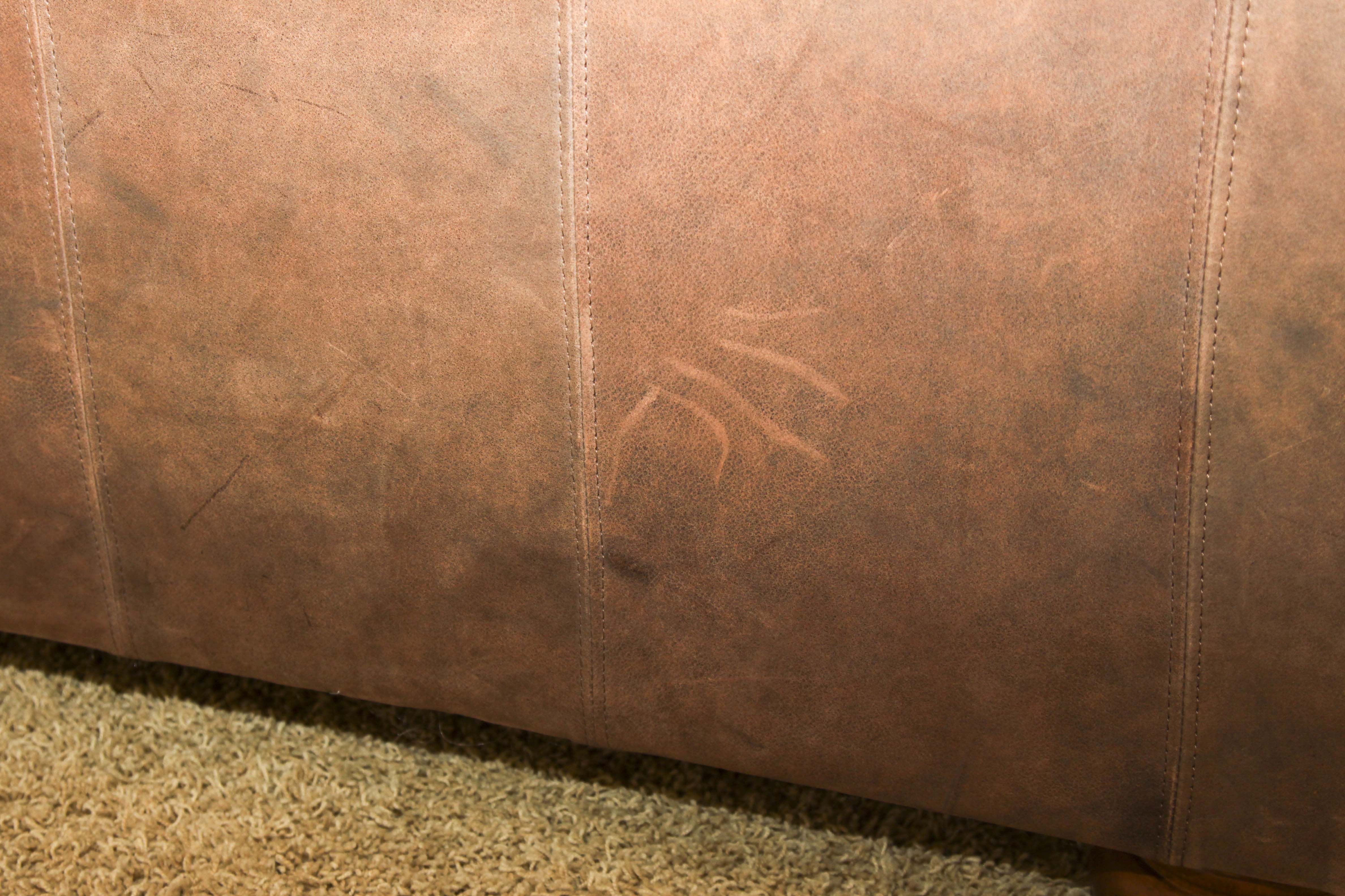 Faux Leather Sofa with Tack Trim