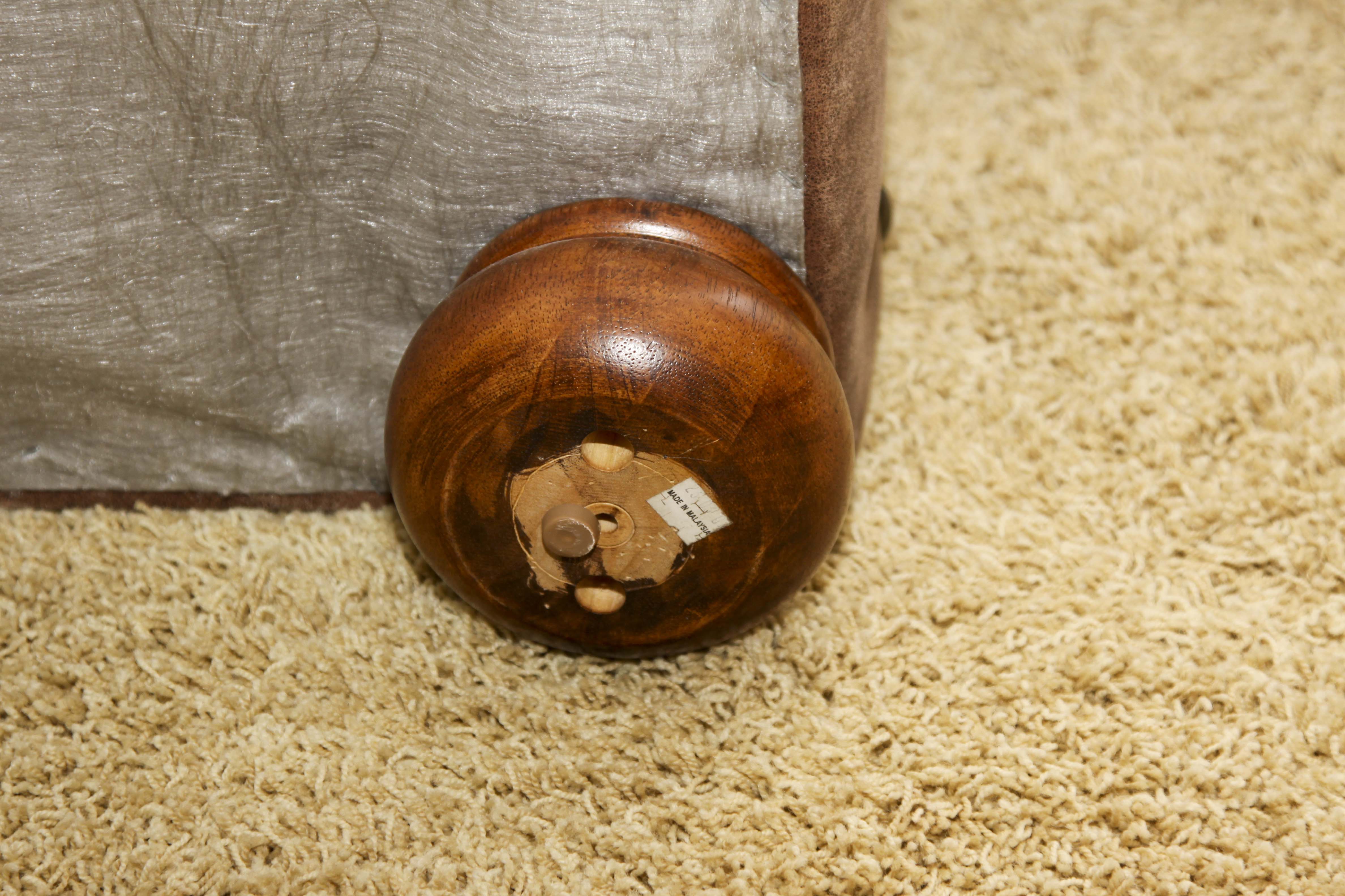Faux Leather Loveseat and Ottoman with Tack Trim