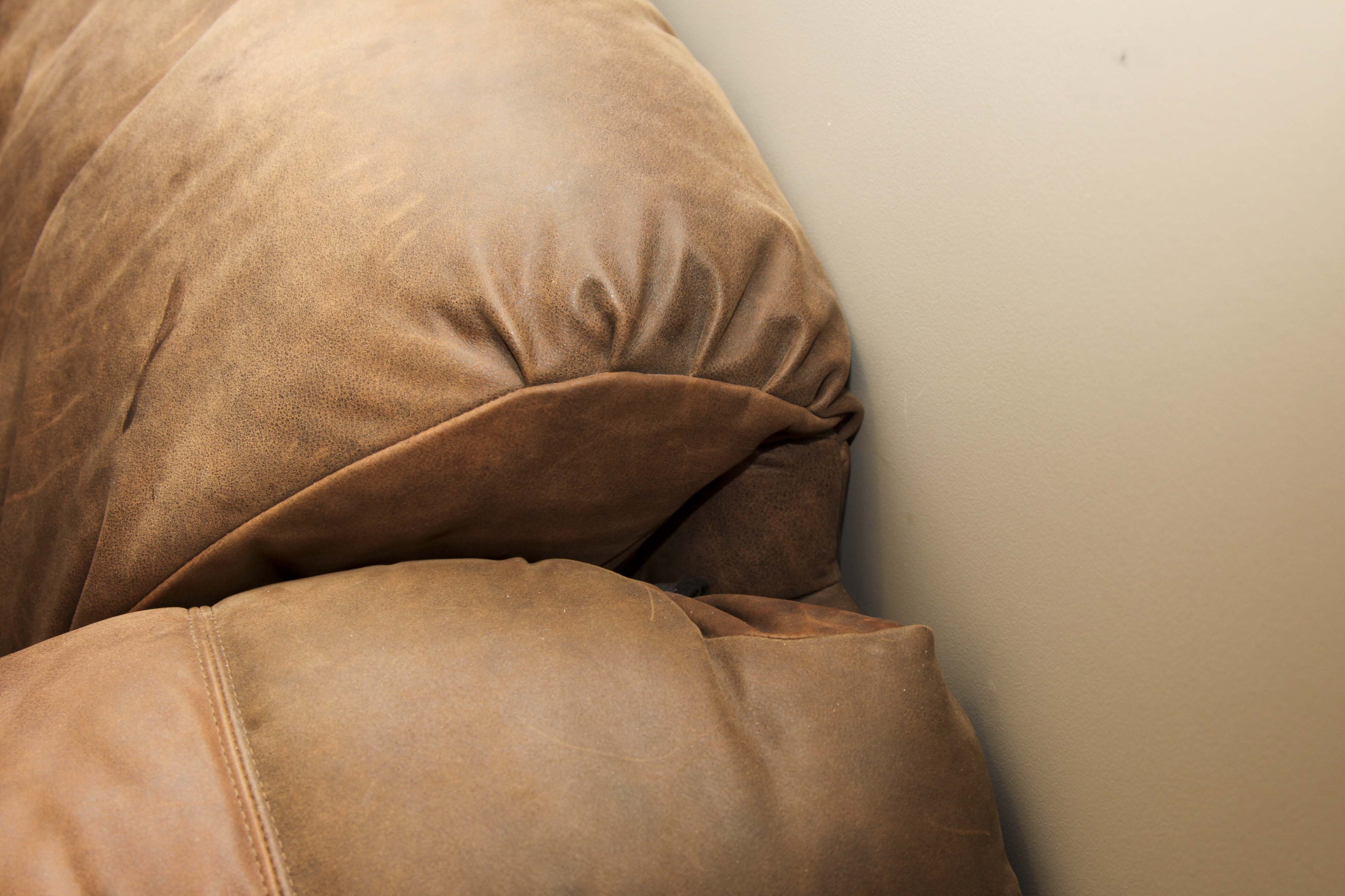 Faux Leather Loveseat and Ottoman with Tack Trim