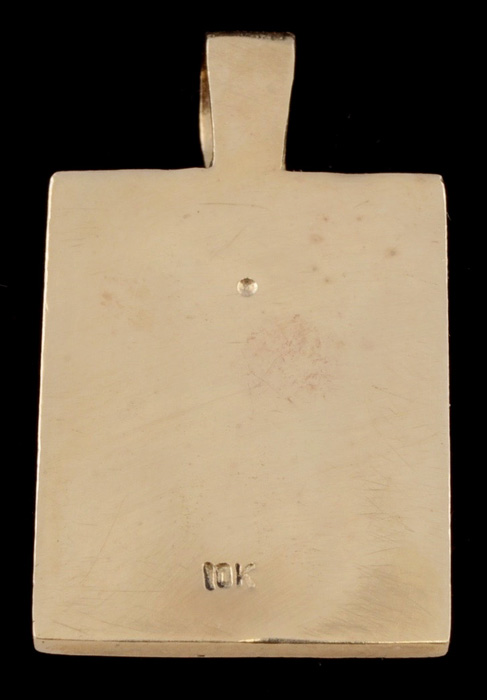 10K Yellow Gold and Black Enamel Eagle Pendant