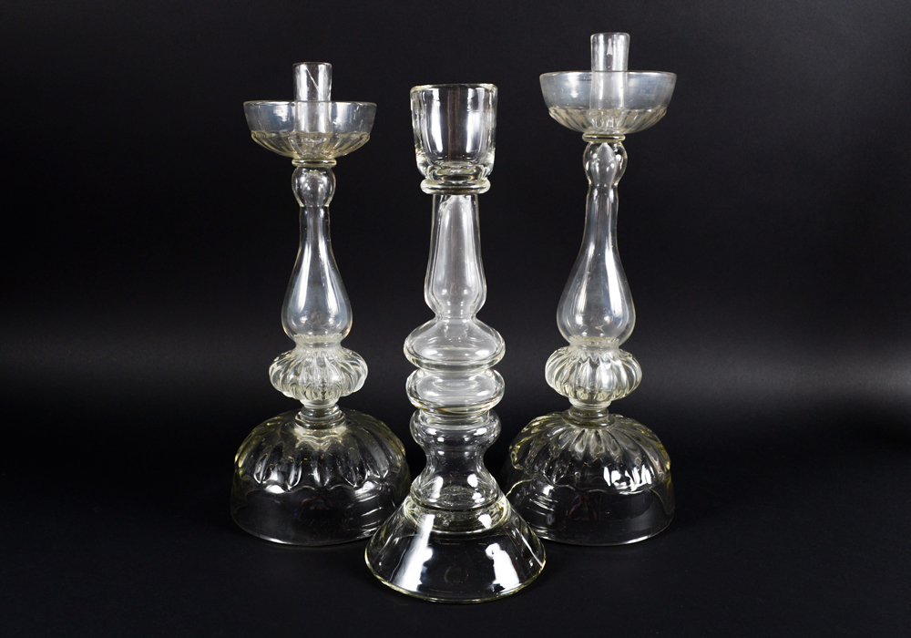 Glass Pillar Candlesticks