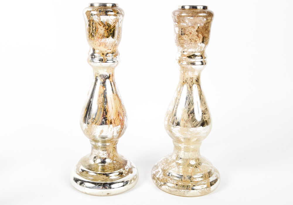 Collection of Silver Toned Candlesticks